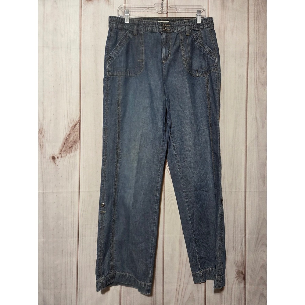 Christopher & Banks Womens Wide Leg Roll Tab Convertible‎ Denim Jeans Size 10